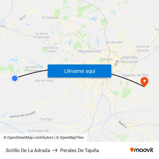 Sotillo De La Adrada to Perales De Tajuña map