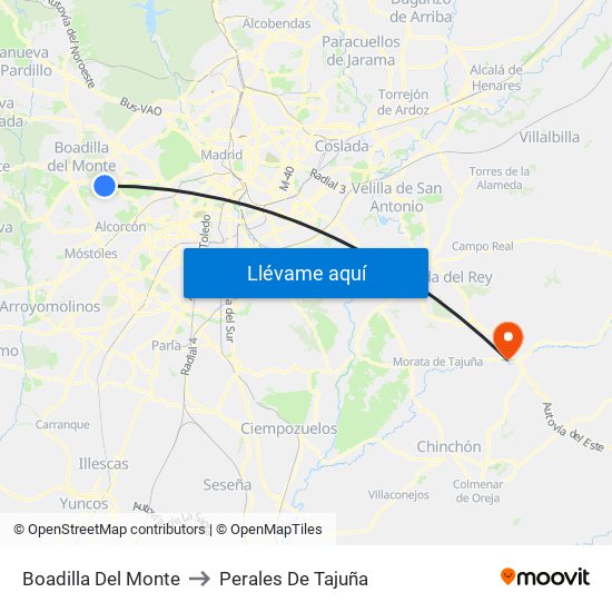 Boadilla Del Monte to Perales De Tajuña map