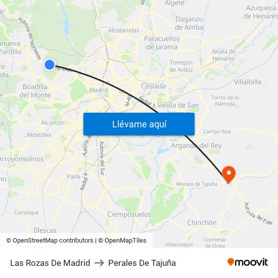 Las Rozas De Madrid to Perales De Tajuña map