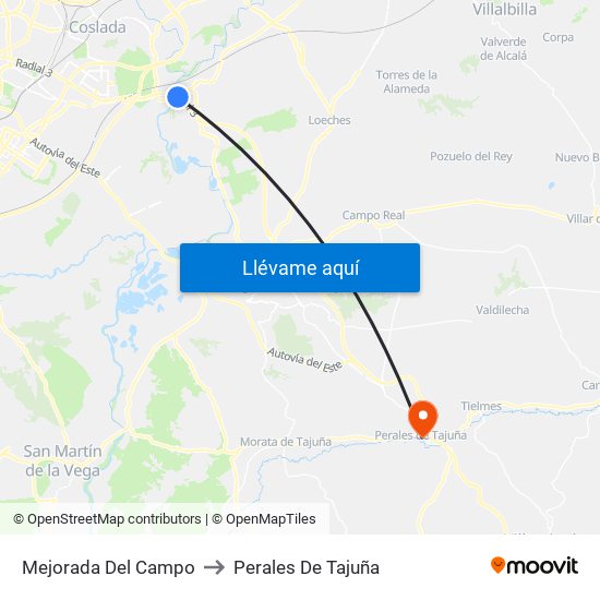 Mejorada Del Campo to Perales De Tajuña map