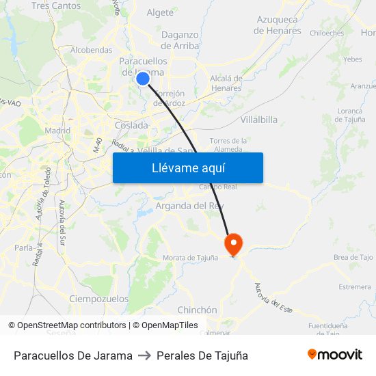 Paracuellos De Jarama to Perales De Tajuña map