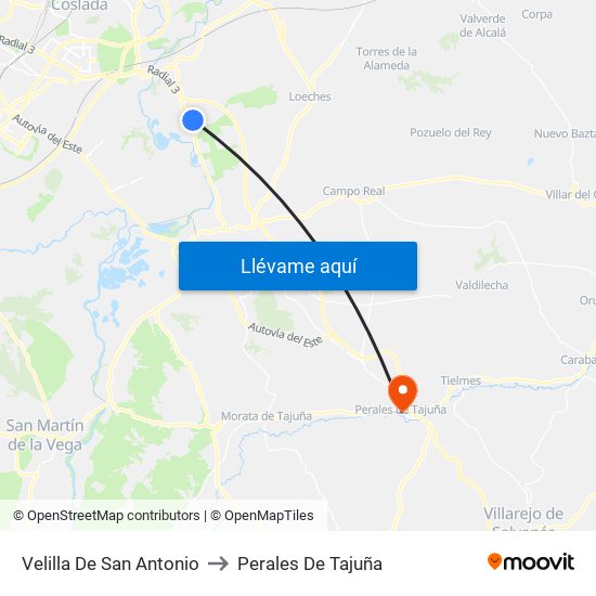 Velilla De San Antonio to Perales De Tajuña map