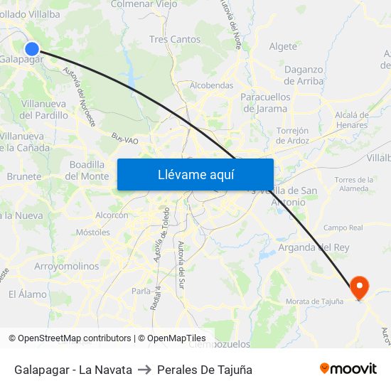 Galapagar - La Navata to Perales De Tajuña map