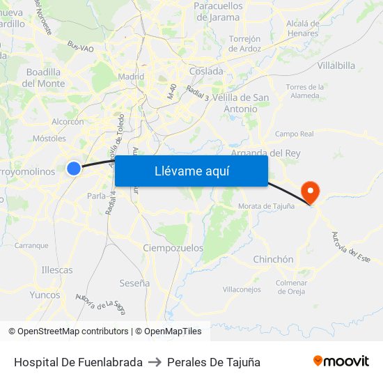 Hospital De Fuenlabrada to Perales De Tajuña map