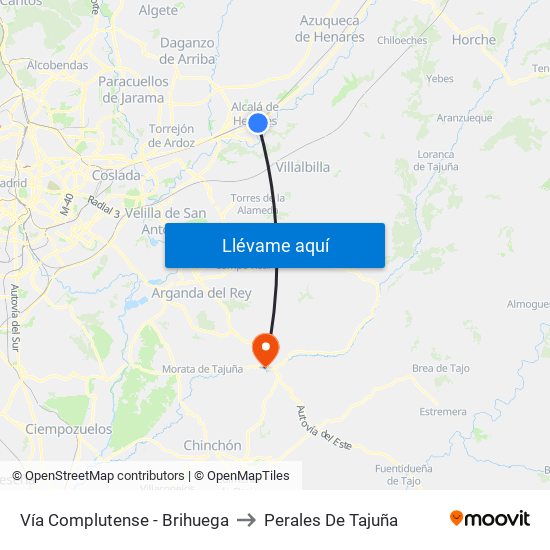 Vía Complutense - Brihuega to Perales De Tajuña map