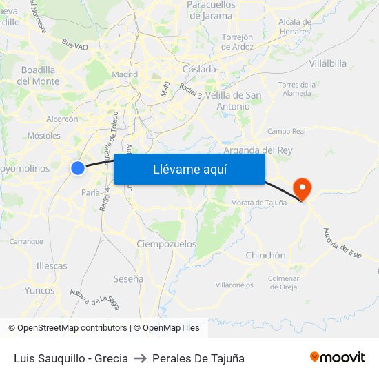 Luis Sauquillo - Grecia to Perales De Tajuña map