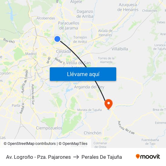 Av. Logroño - Pza. Pajarones to Perales De Tajuña map