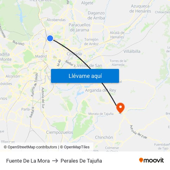 Fuente De La Mora to Perales De Tajuña map