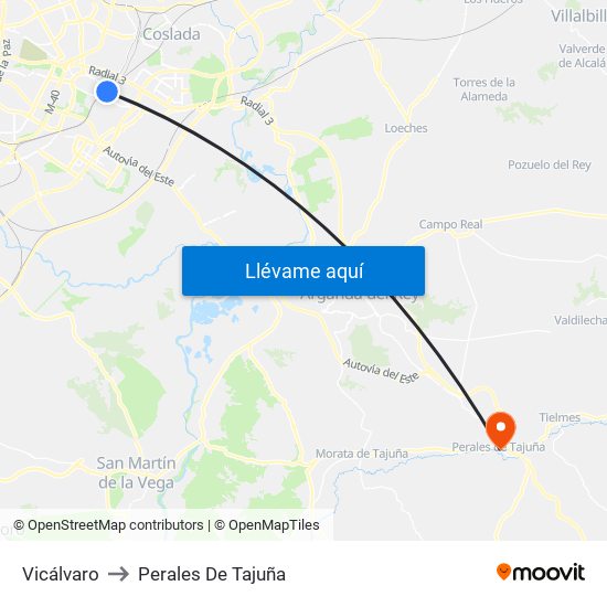Vicálvaro to Perales De Tajuña map