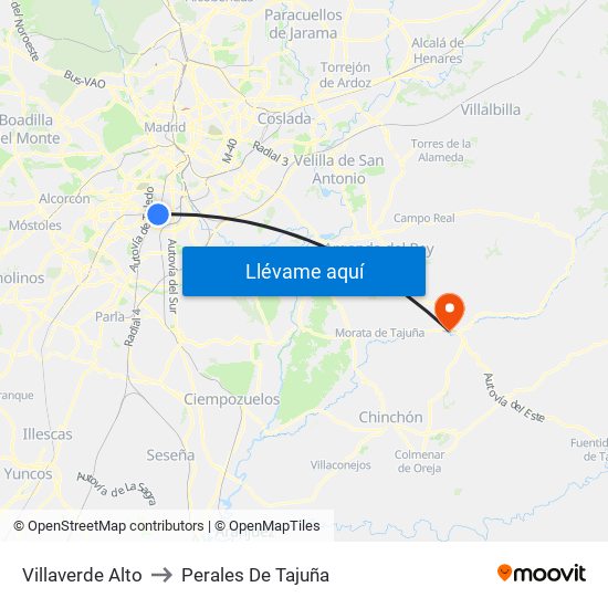 Villaverde Alto to Perales De Tajuña map