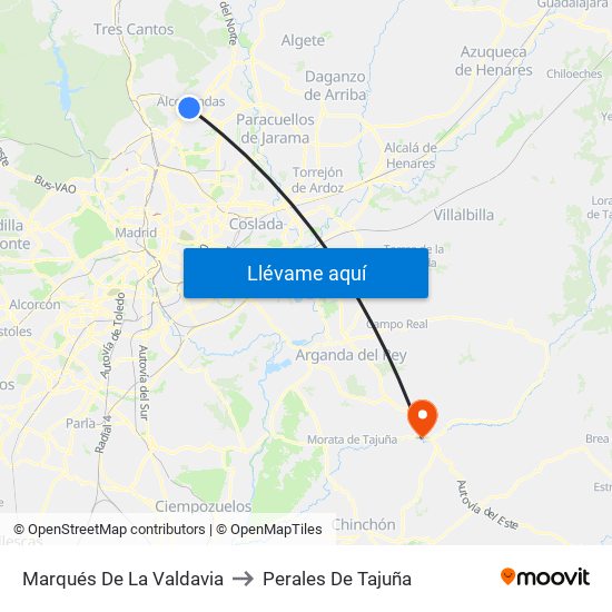 Marqués De La Valdavia to Perales De Tajuña map