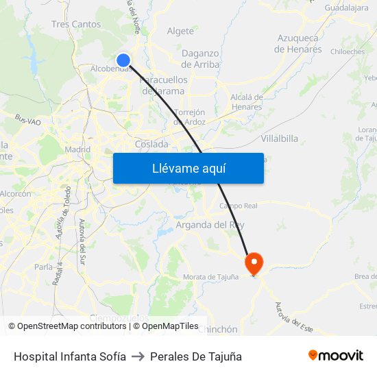 Hospital Infanta Sofía to Perales De Tajuña map