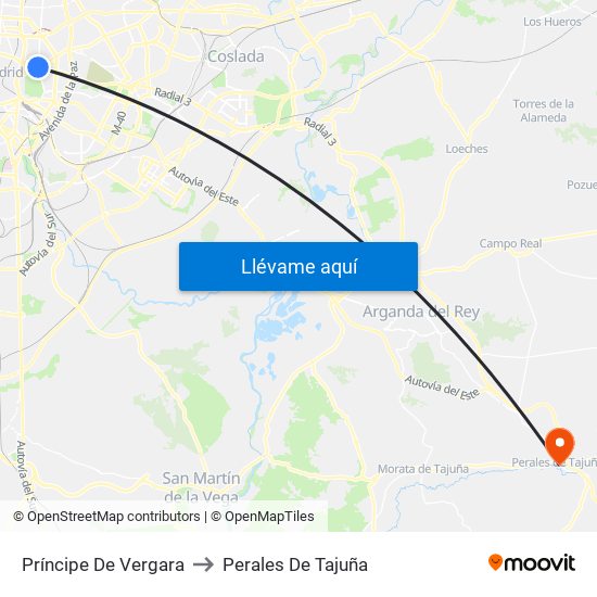 Príncipe De Vergara to Perales De Tajuña map