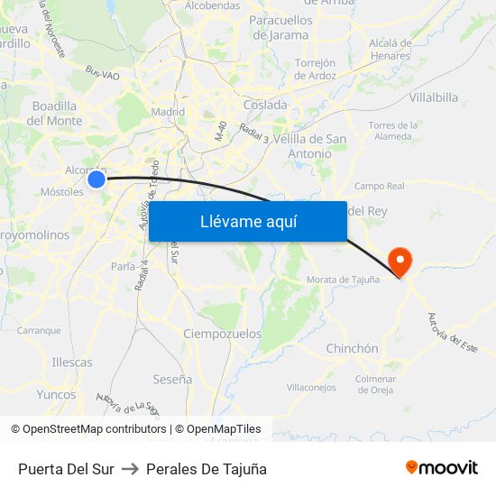 Puerta Del Sur to Perales De Tajuña map