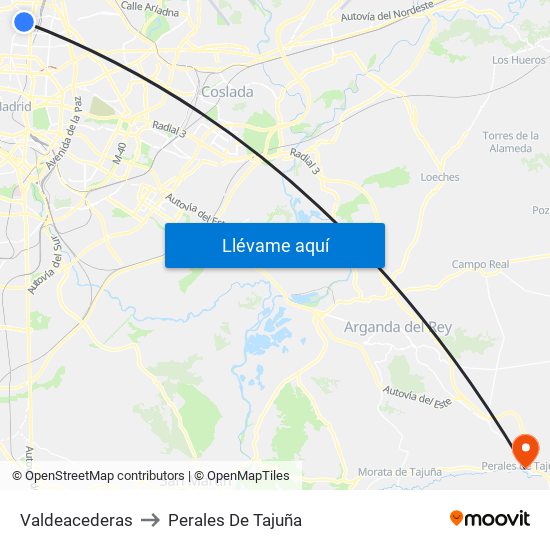 Valdeacederas to Perales De Tajuña map