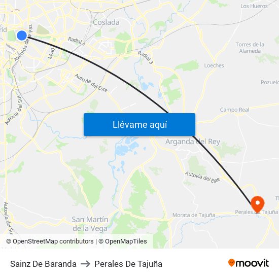 Sainz De Baranda to Perales De Tajuña map