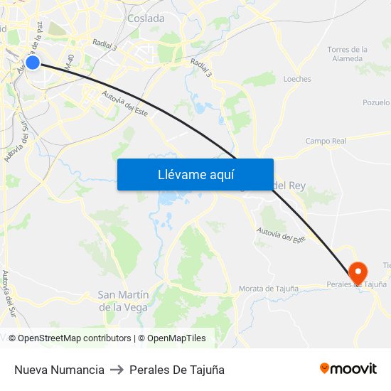 Nueva Numancia to Perales De Tajuña map