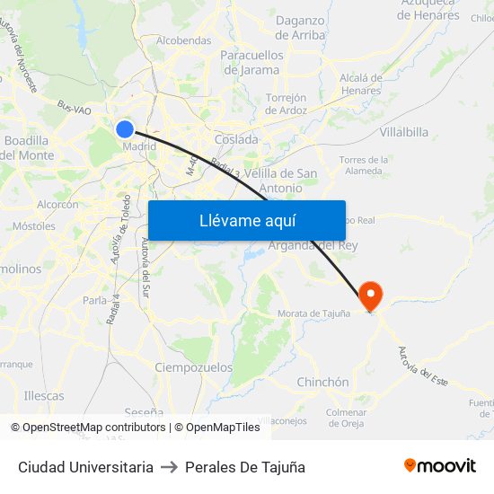 Ciudad Universitaria to Perales De Tajuña map