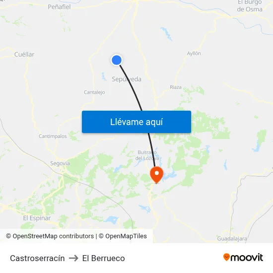 Castroserracín to El Berrueco map