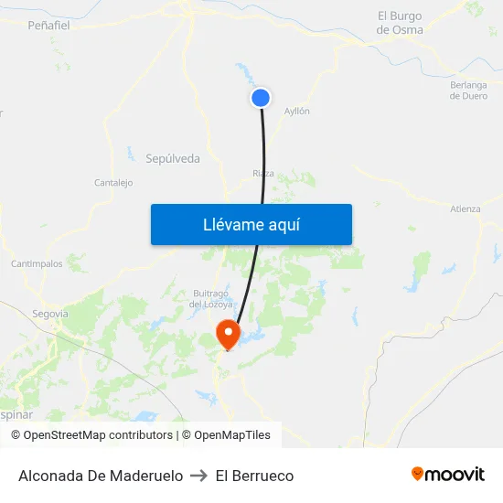 Alconada De Maderuelo to El Berrueco map