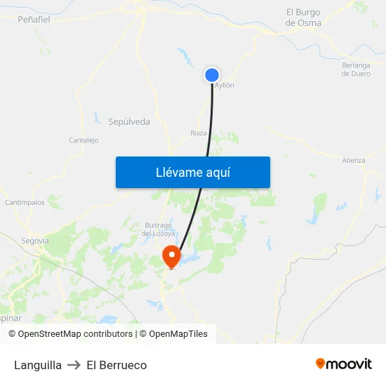 Languilla to El Berrueco map