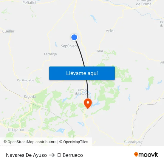 Navares De Ayuso to El Berrueco map