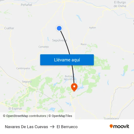 Navares De Las Cuevas to El Berrueco map