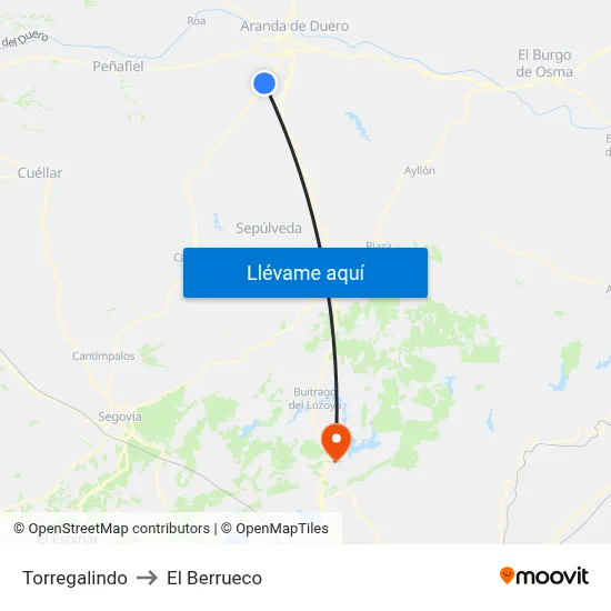 Torregalindo to El Berrueco map
