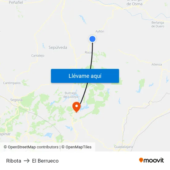 Ribota to El Berrueco map