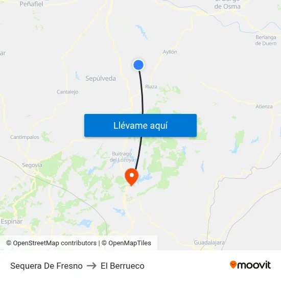 Sequera De Fresno to El Berrueco map