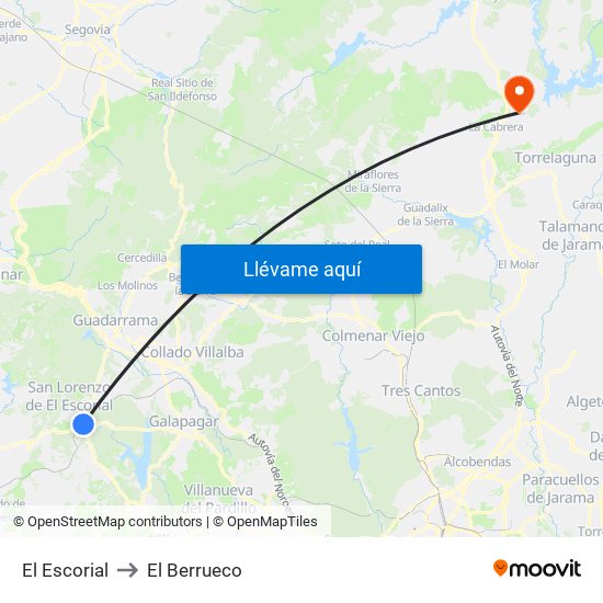 El Escorial to El Berrueco map