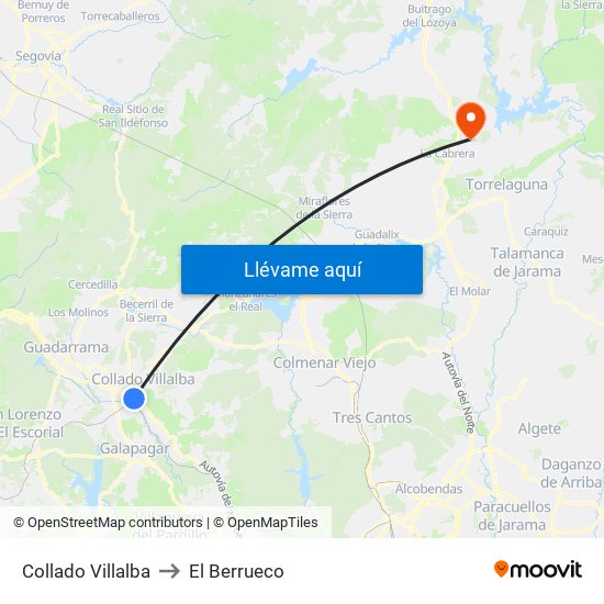 Collado Villalba to El Berrueco map