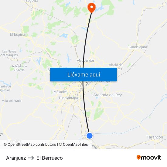 Aranjuez to El Berrueco map
