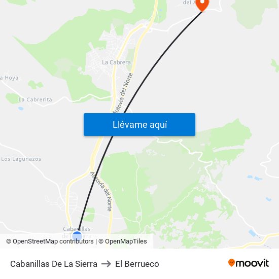 Cabanillas De La Sierra to El Berrueco map
