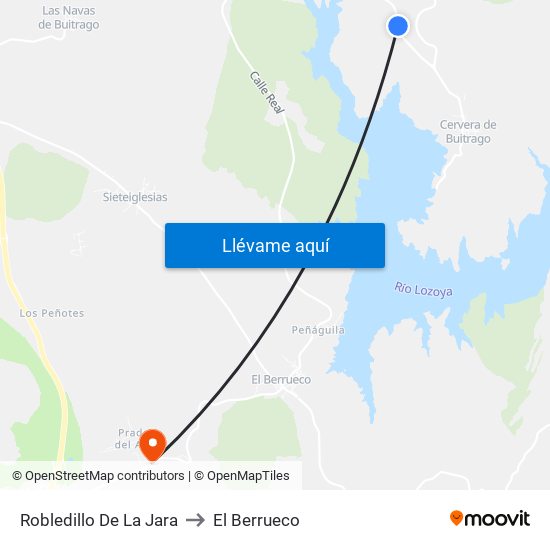 Robledillo De La Jara to El Berrueco map