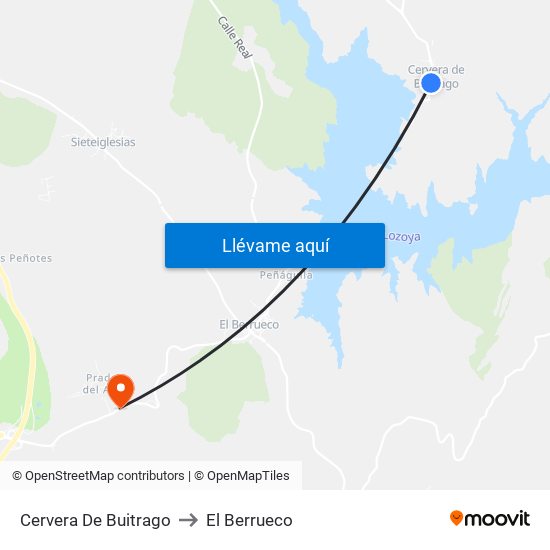 Cervera De Buitrago to El Berrueco map