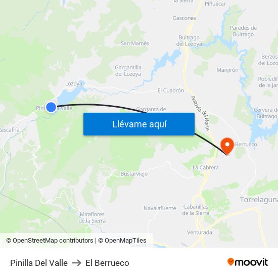 Pinilla Del Valle to El Berrueco map