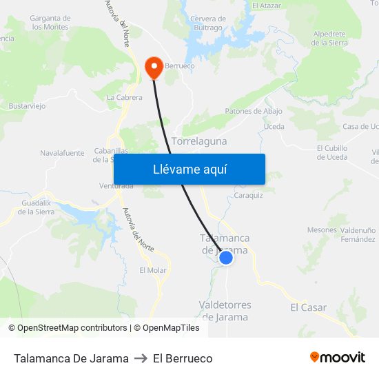 Talamanca De Jarama to El Berrueco map