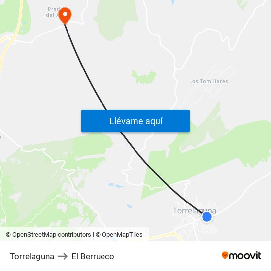 Torrelaguna to El Berrueco map
