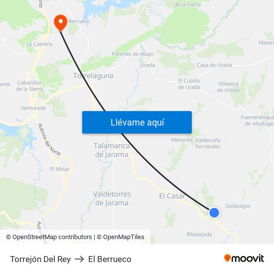 Torrejón Del Rey to El Berrueco map
