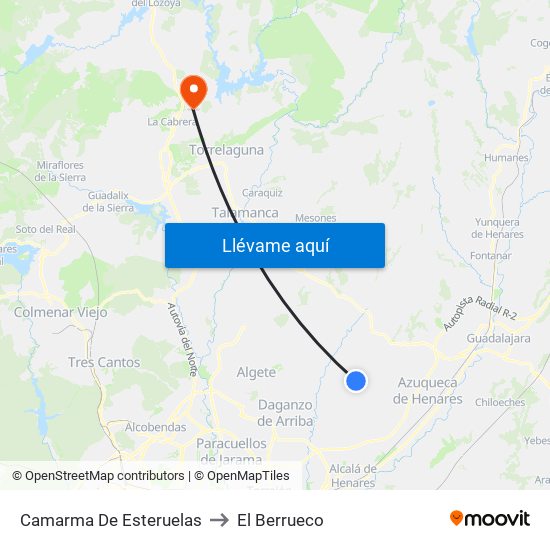 Camarma De Esteruelas to El Berrueco map