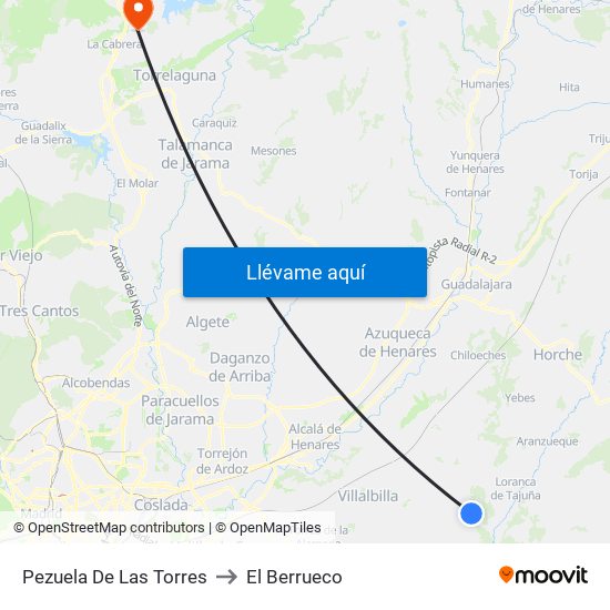 Pezuela De Las Torres to El Berrueco map