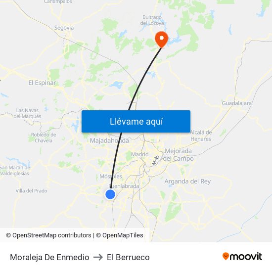 Moraleja De Enmedio to El Berrueco map