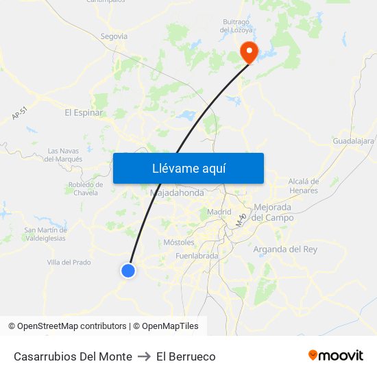 Casarrubios Del Monte to El Berrueco map