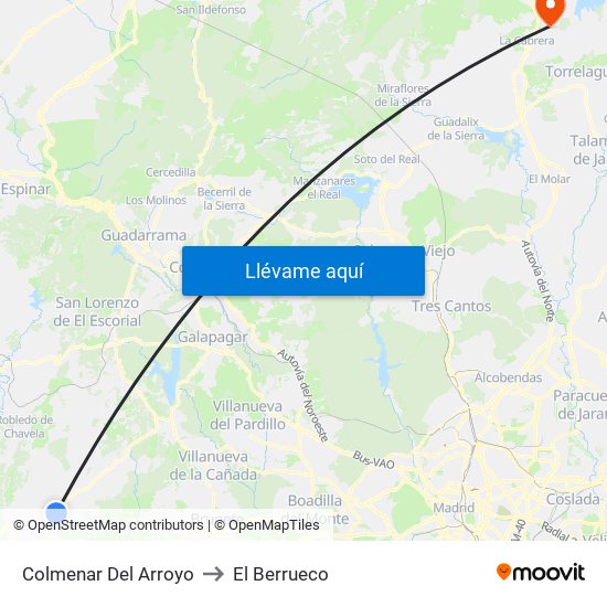 Colmenar Del Arroyo to El Berrueco map