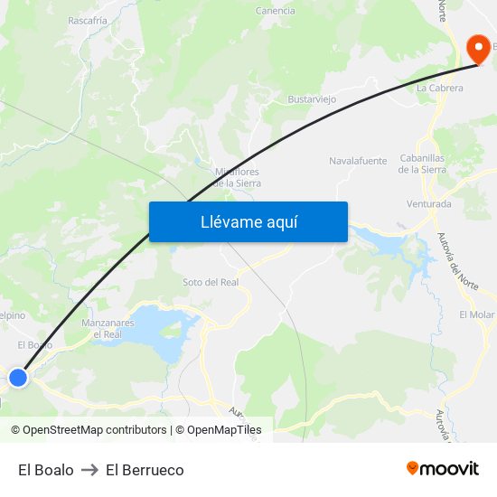 El Boalo to El Berrueco map