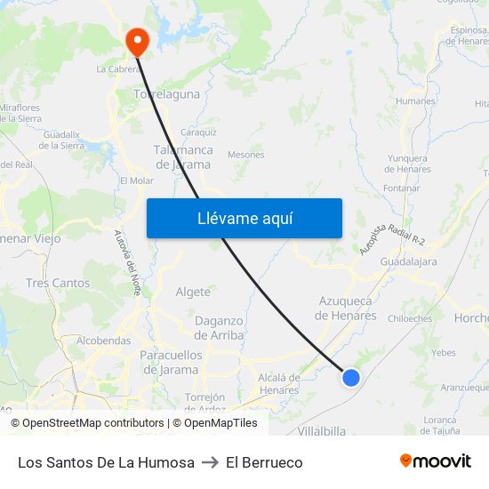 Los Santos De La Humosa to El Berrueco map