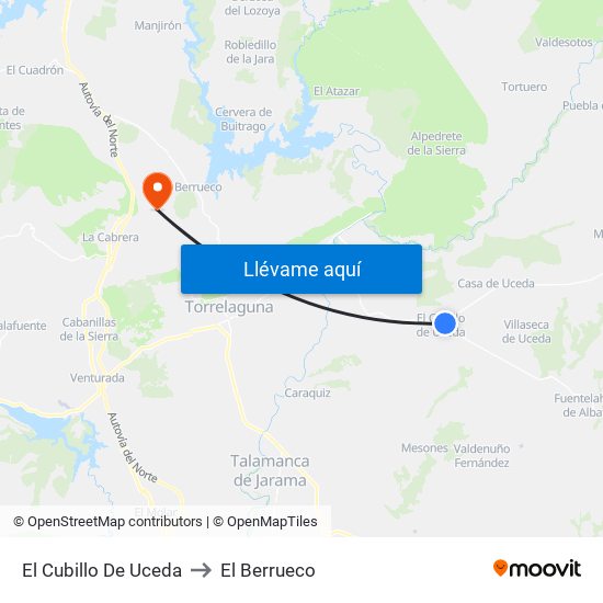 El Cubillo De Uceda to El Berrueco map
