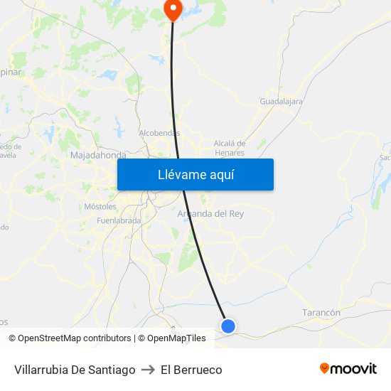 Villarrubia De Santiago to El Berrueco map