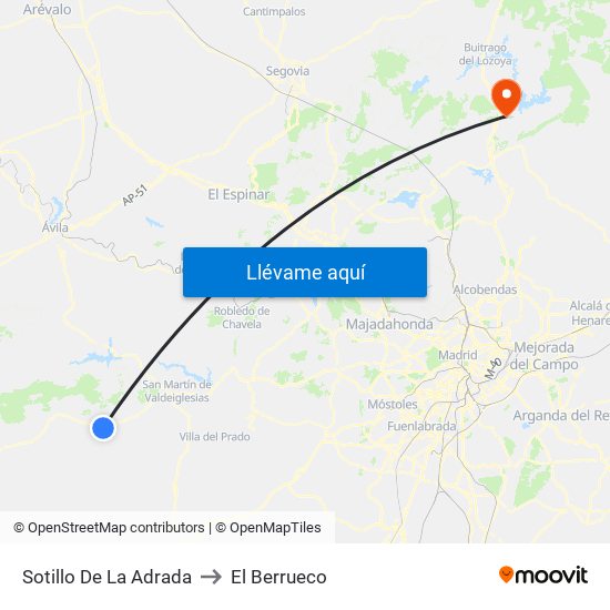 Sotillo De La Adrada to El Berrueco map